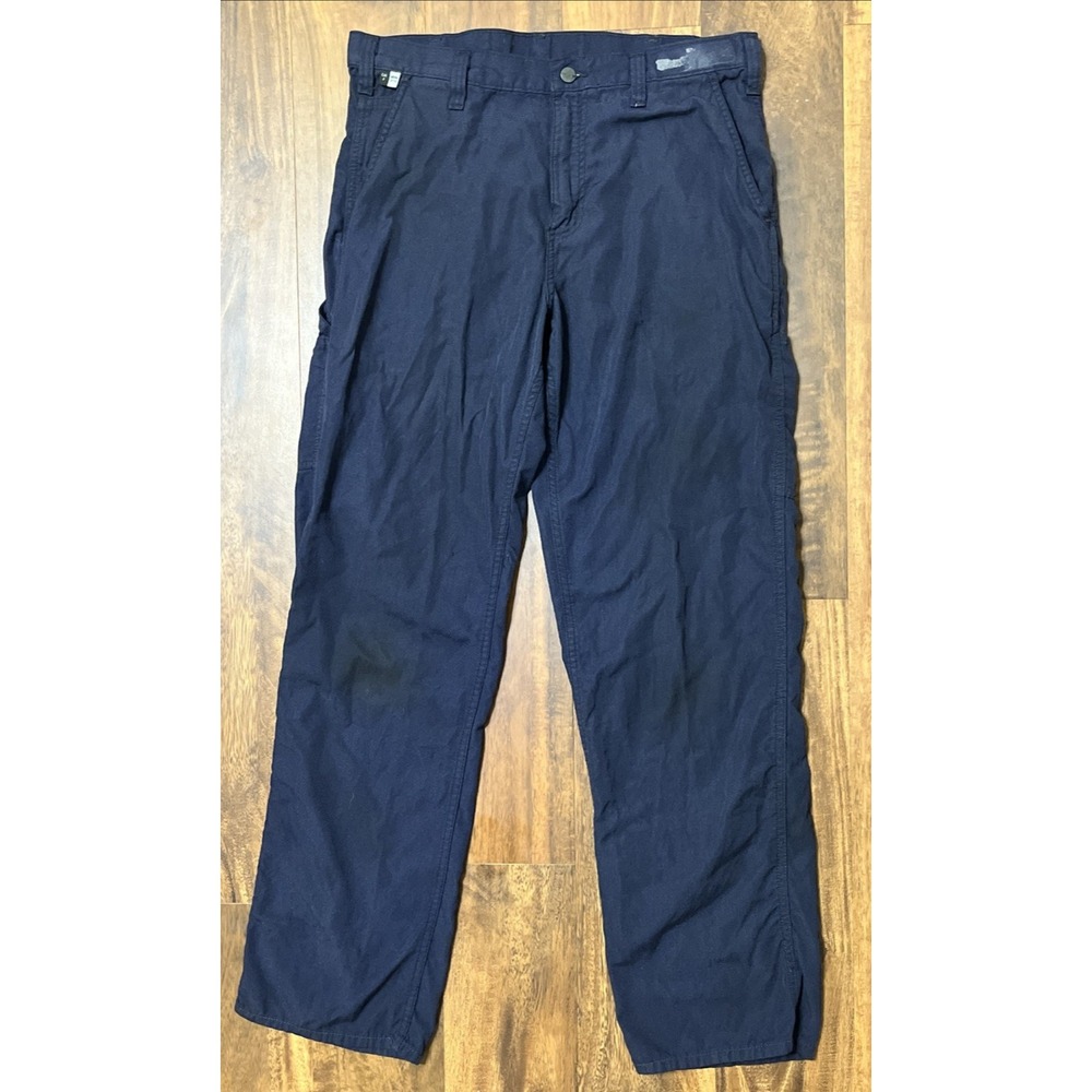 Carhartt FR Carpenter Work Pants Mens 34x34 Navy Blue Flame Resistant CAT 2